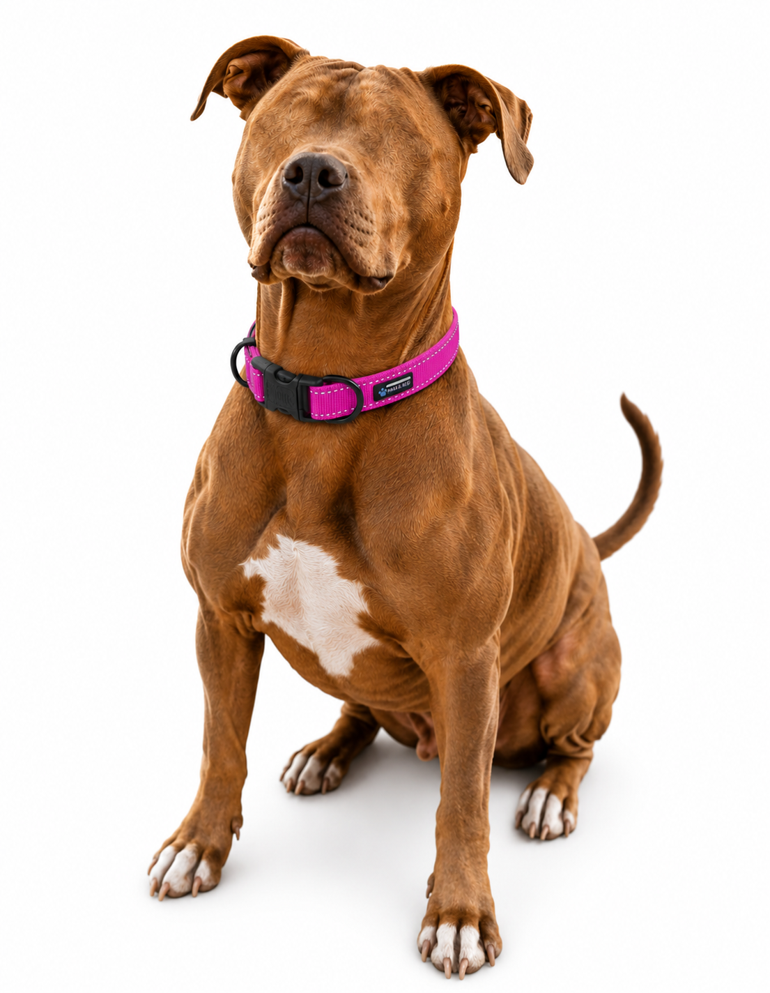 LARGE - Reflective Locking Dog Collar - PINK