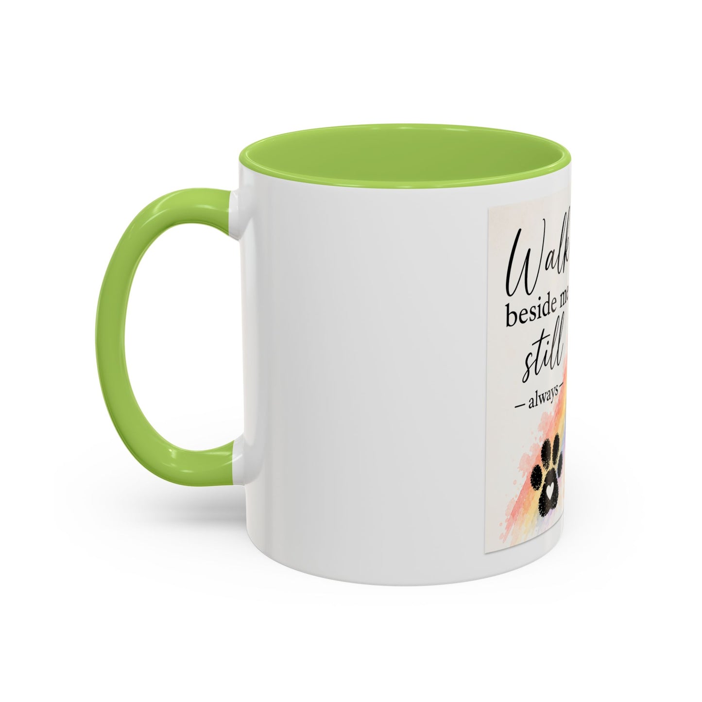 Jude - Walk Beside Me Accent Coffee Mug | Paw print, rainbow