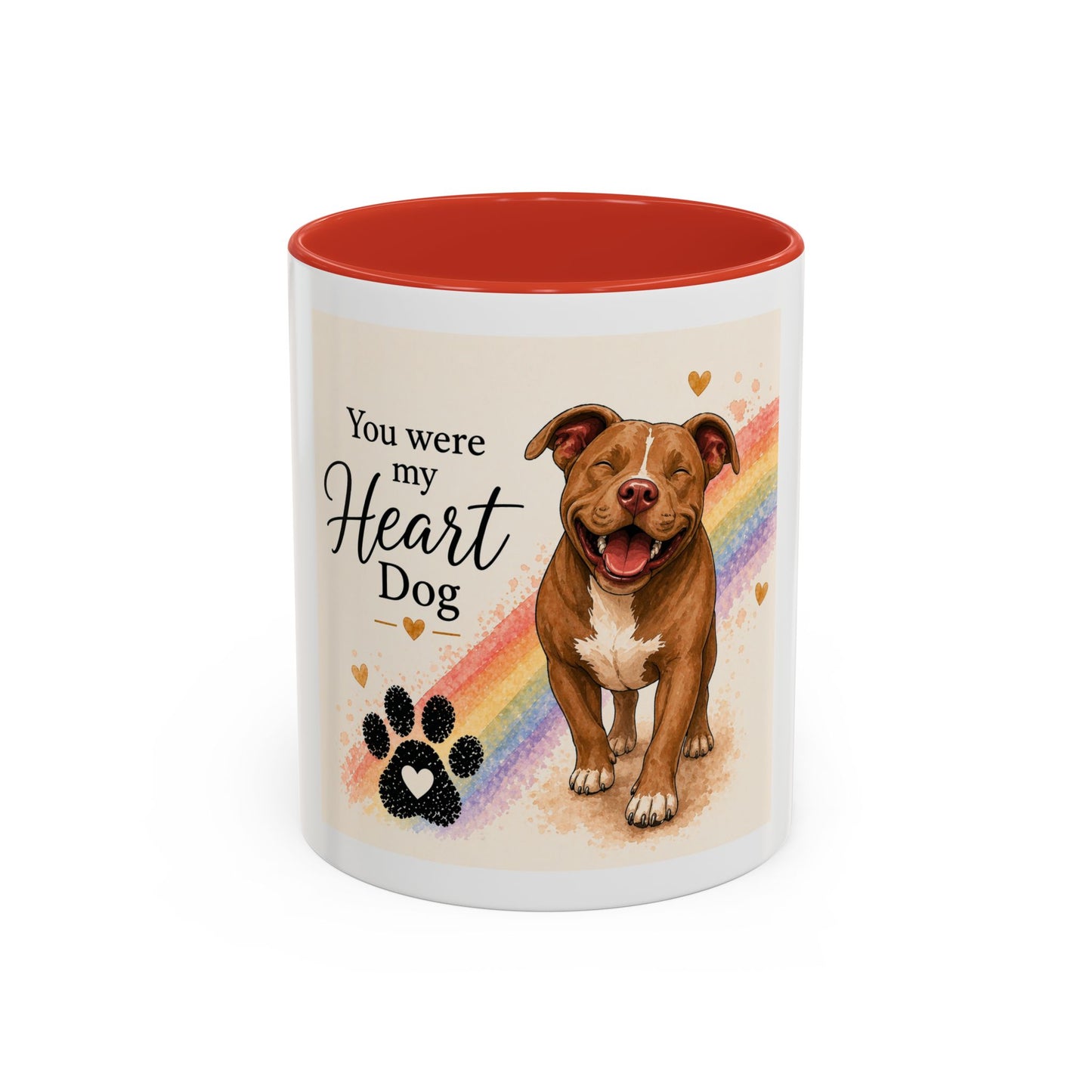 You Were My Heart Dog Accent Coffee Mug | Paw print, rainbow