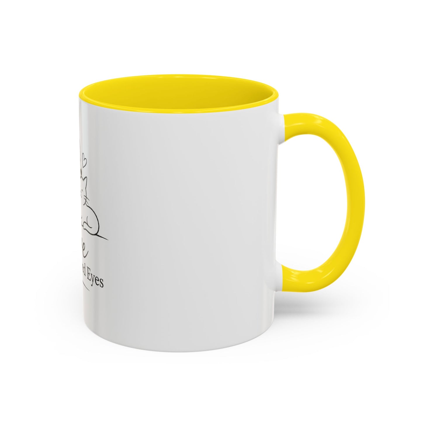 Love Doesn't Need Eyes Mug | Cat and Dog Illustration Coffee Mug