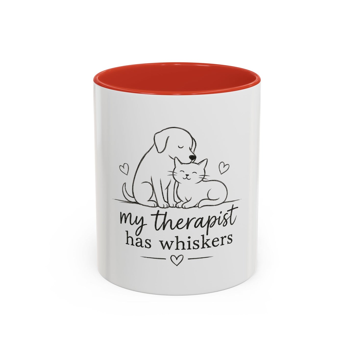 My Therapist Has Whiskers Mug | Cat and Dog Illustration Coffee Mug