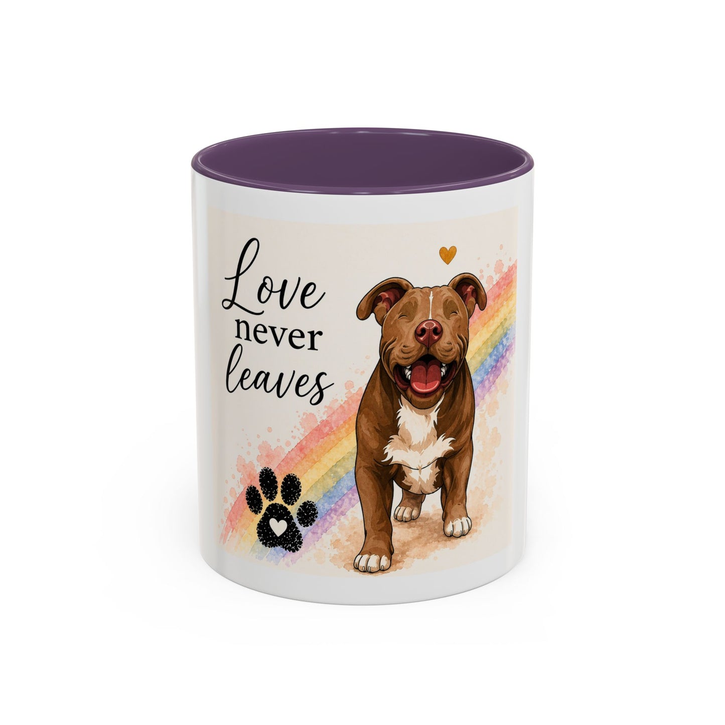Love Never Leaves Accent Coffee Mug | Paw print, rainbow