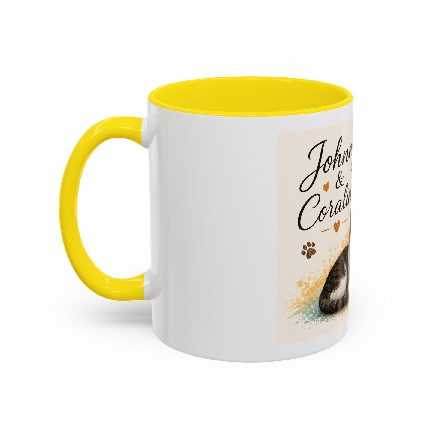 Johnny & Coraline Accent Coffee Mug | Paw print, rainbow