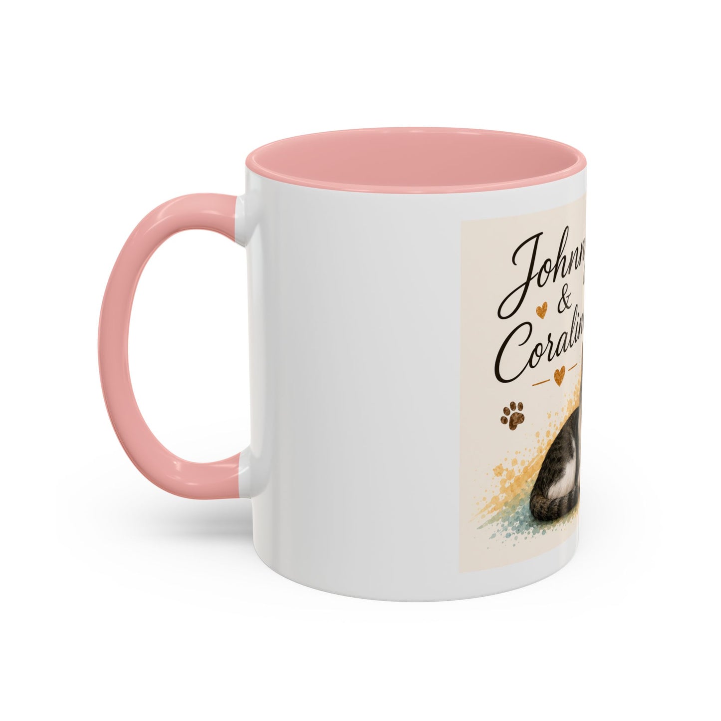 Johnny & Coraline Accent Coffee Mug | Paw print, rainbow