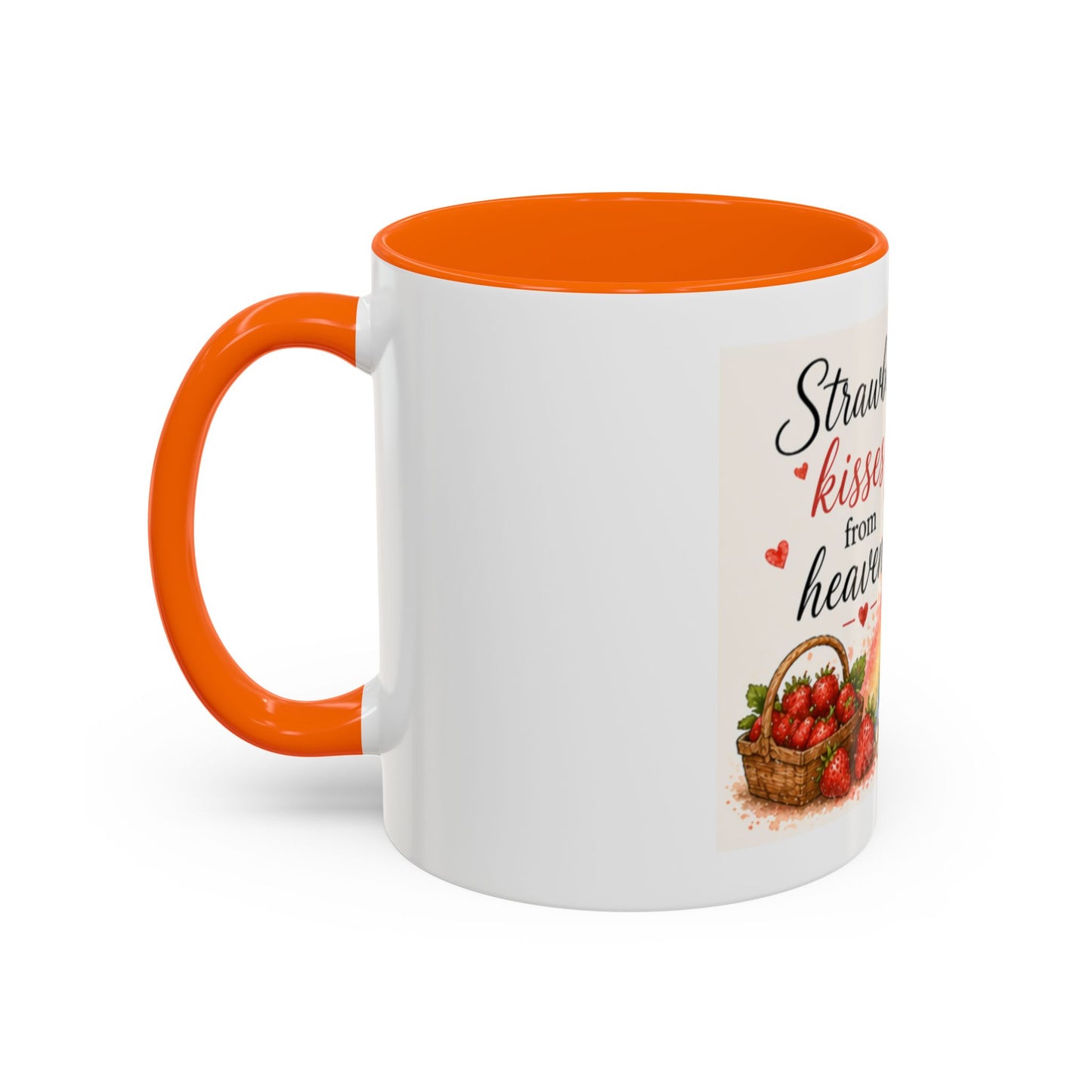 Strawberry Kisses From Heaven Accent Coffee Mug | Paw print, rainbow