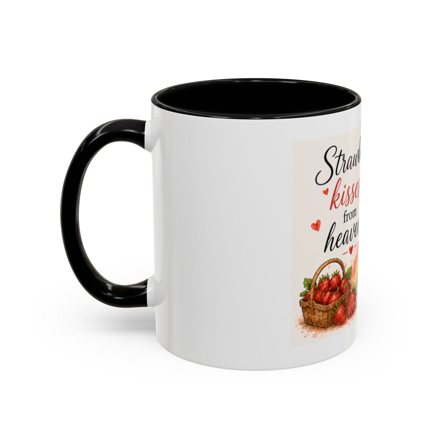 Strawberry Kisses From Heaven Accent Coffee Mug | Paw print, rainbow