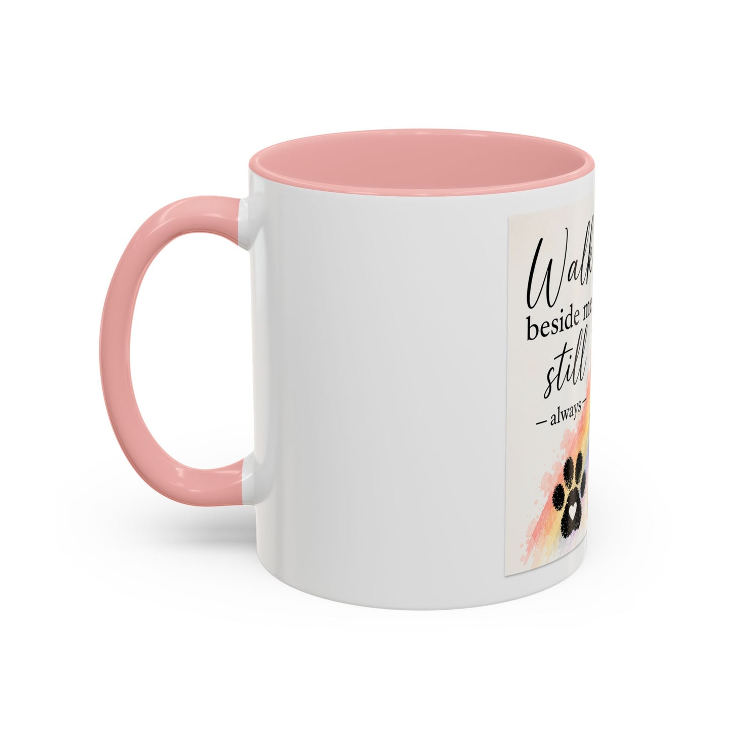 Jude - Walk Beside Me Accent Coffee Mug | Paw print, rainbow