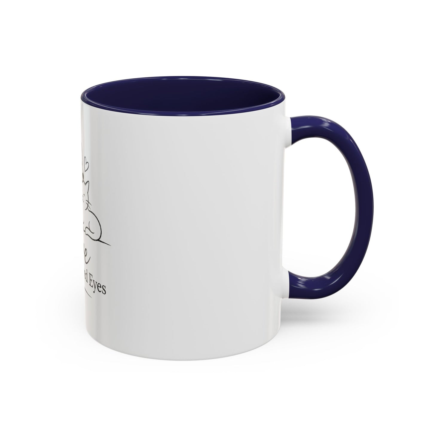Love Doesn't Need Eyes Mug | Cat and Dog Illustration Coffee Mug