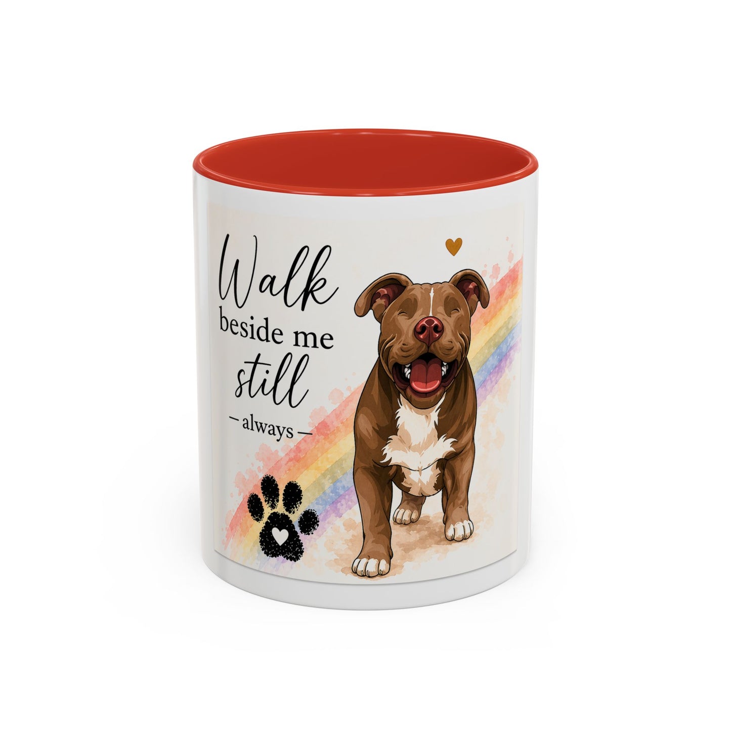 Jude - Walk Beside Me Accent Coffee Mug | Paw print, rainbow