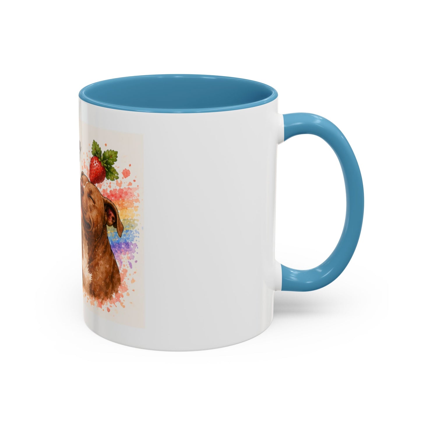 Strawberry Kisses From Heaven Accent Coffee Mug | Paw print, rainbow
