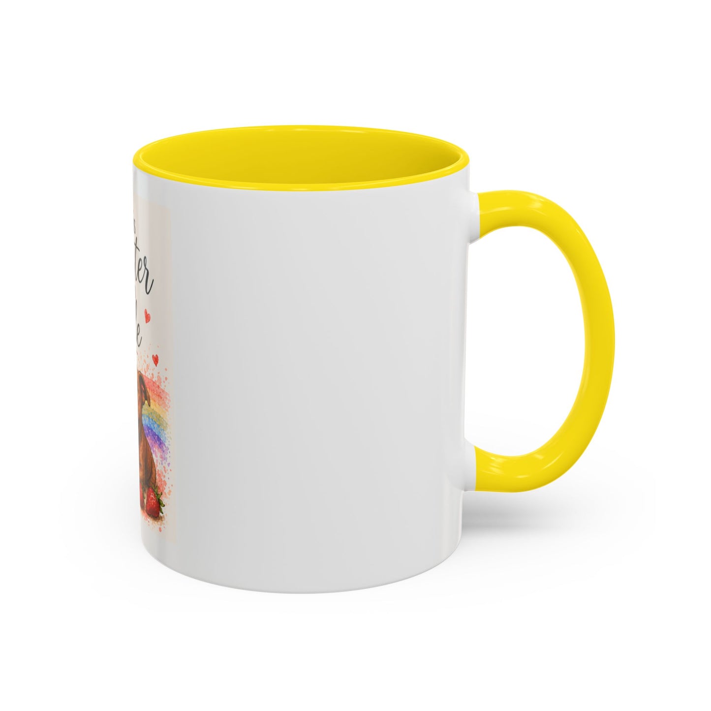 Life Is Sweeter With Jude Accent Coffee Mug | Paw print, rainbow
