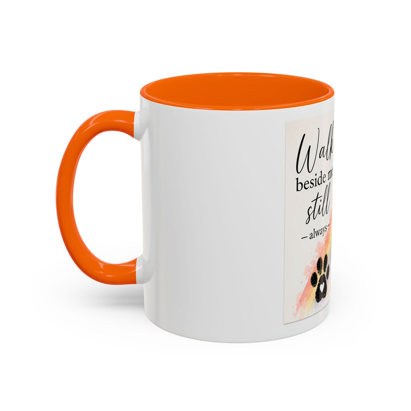Jude - Walk Beside Me Accent Coffee Mug | Paw print, rainbow