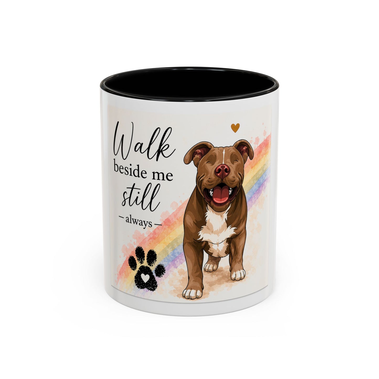 Jude - Walk Beside Me Accent Coffee Mug | Paw print, rainbow