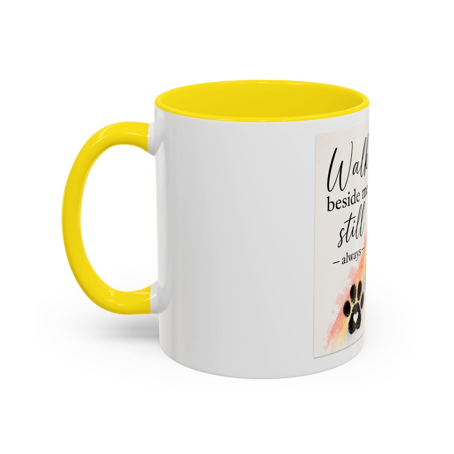 Jude - Walk Beside Me Accent Coffee Mug | Paw print, rainbow