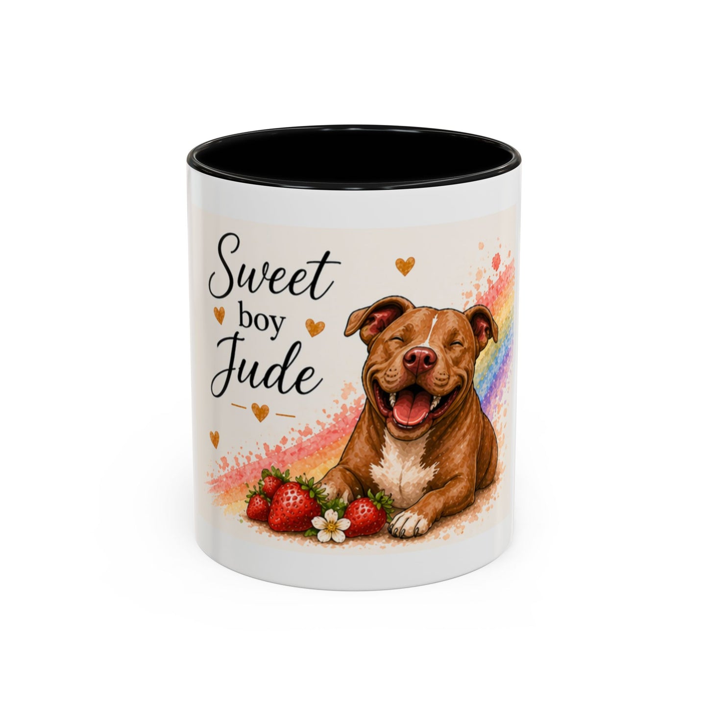 Sweet Boy Jude Accent Coffee Mug | Paw print, rainbow