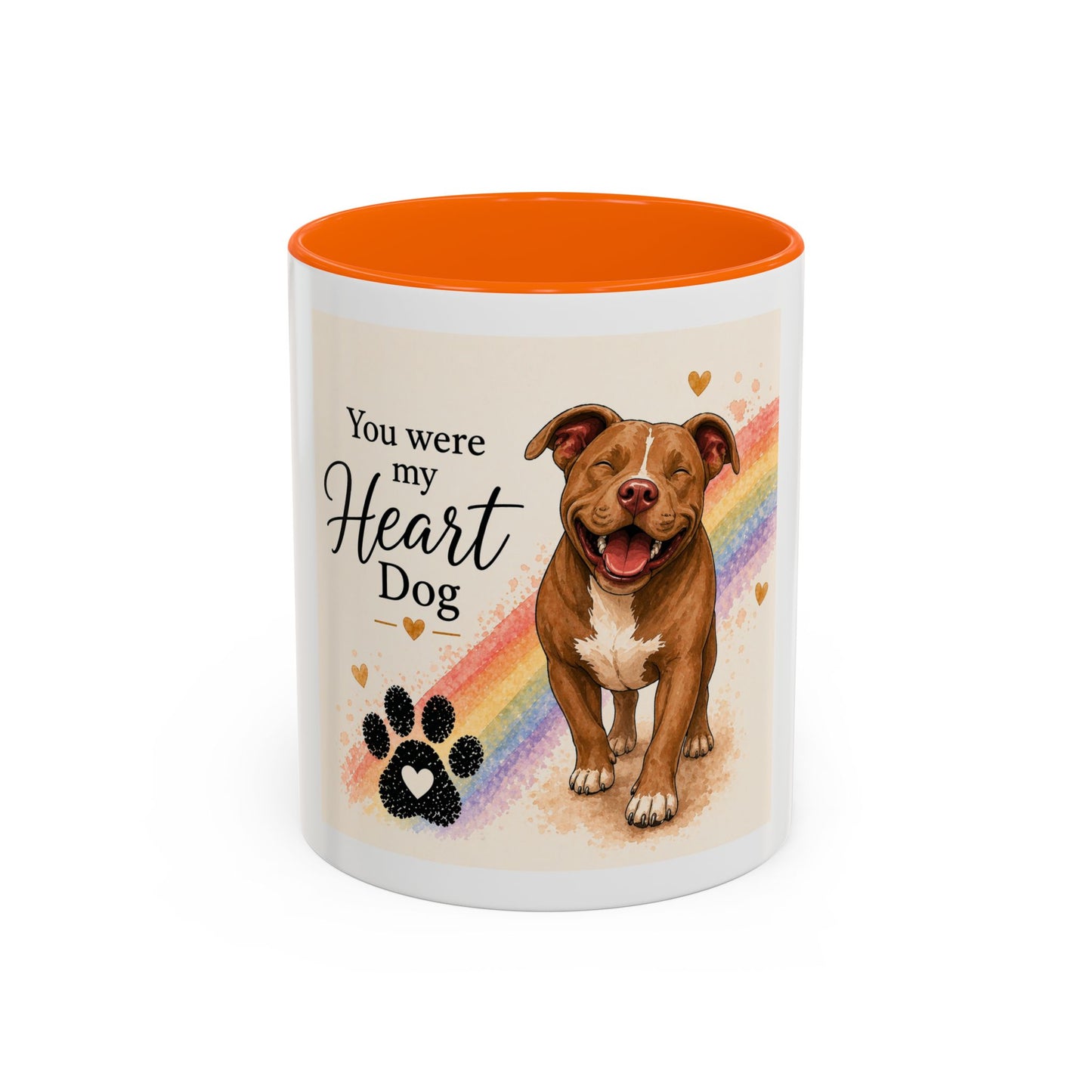 You Were My Heart Dog Accent Coffee Mug | Paw print, rainbow
