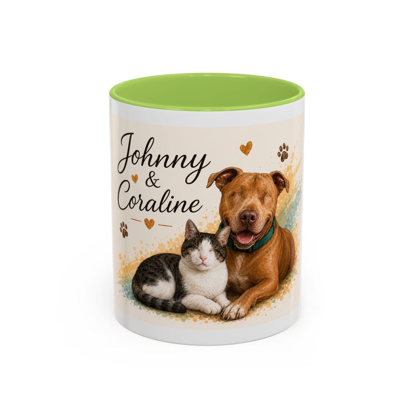 Johnny & Coraline Accent Coffee Mug | Paw print, rainbow