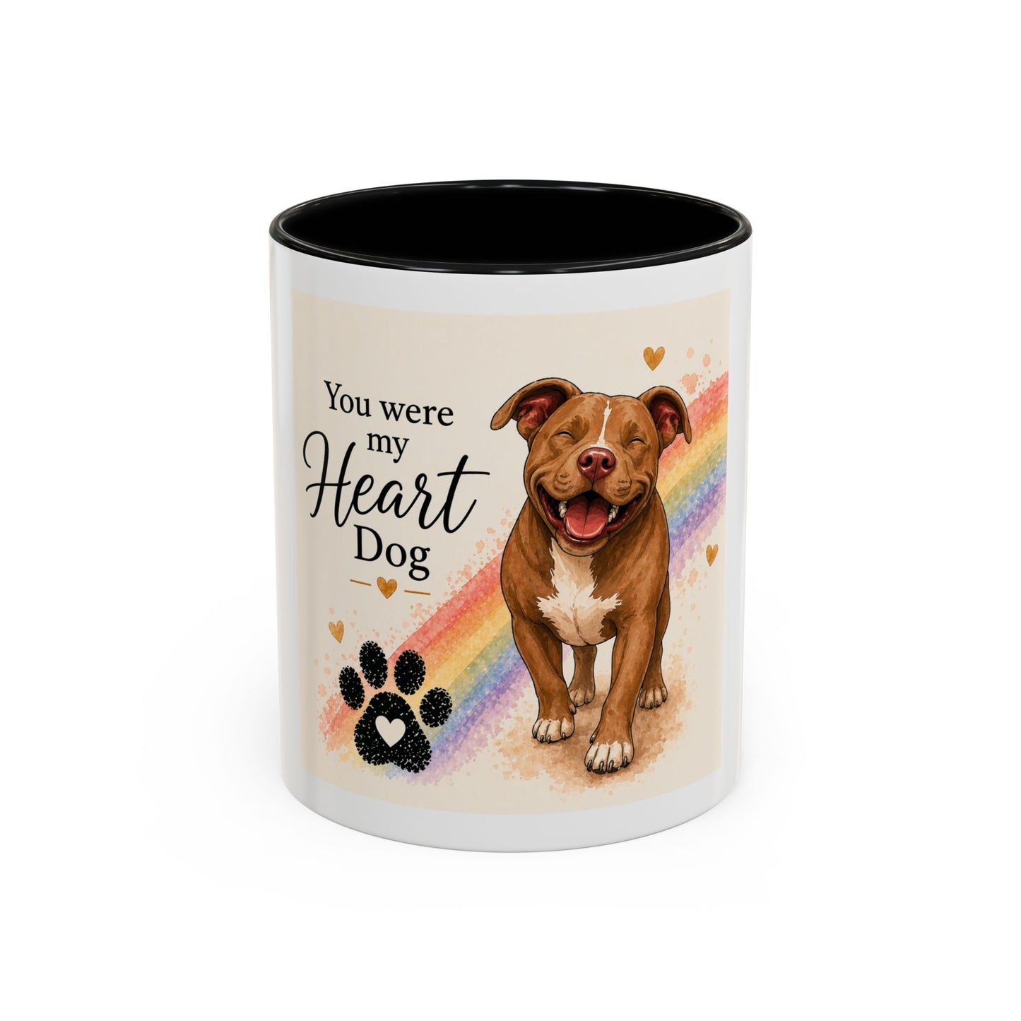 You Were My Heart Dog Accent Coffee Mug | Paw print, rainbow