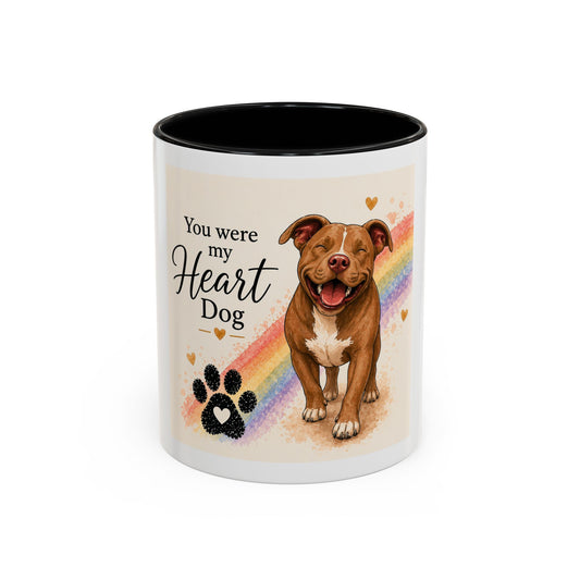 You Were My Heart Dog Accent Coffee Mug | Paw print, rainbow