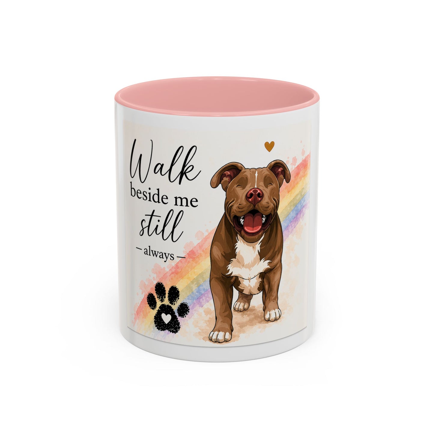 Jude - Walk Beside Me Accent Coffee Mug | Paw print, rainbow