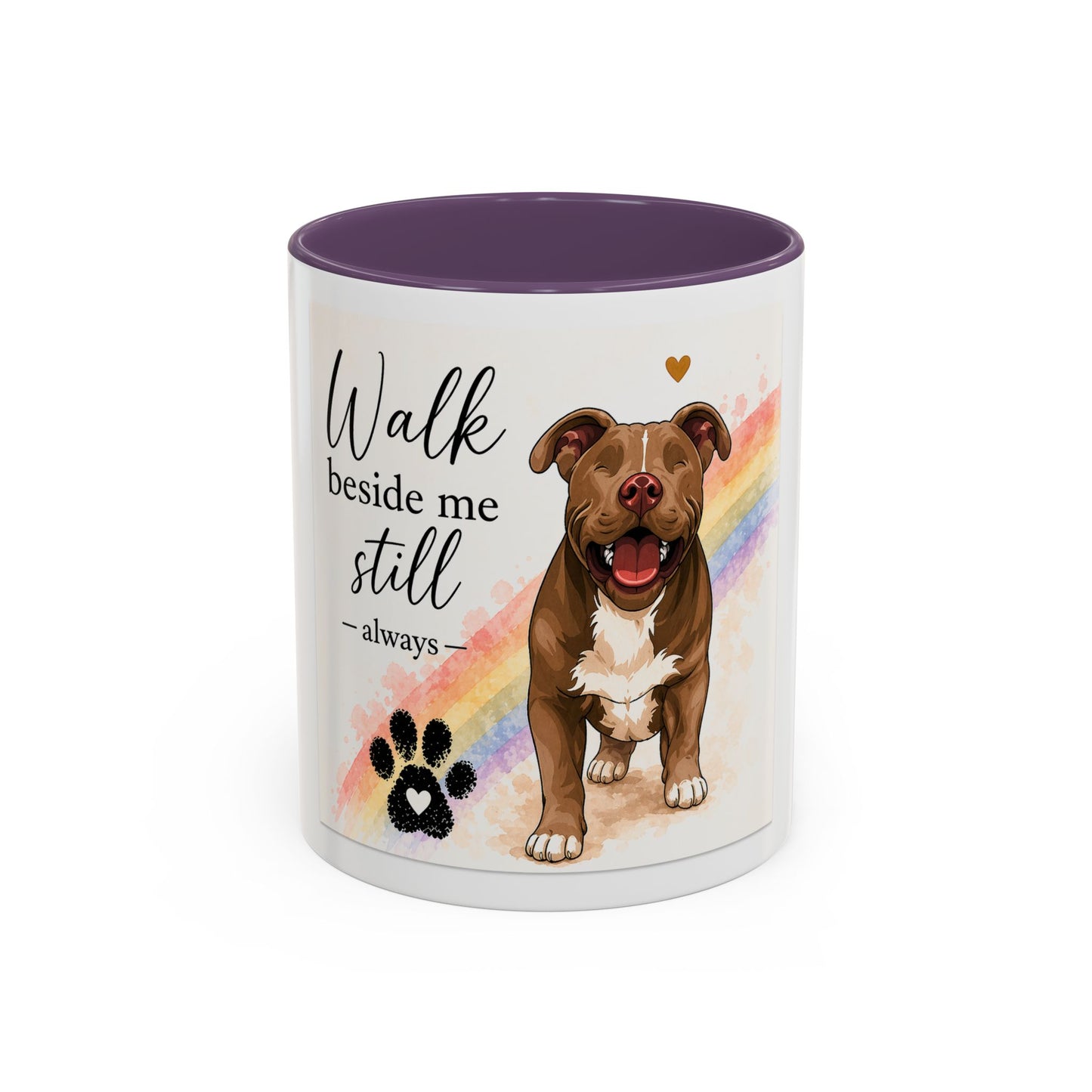 Jude - Walk Beside Me Accent Coffee Mug | Paw print, rainbow