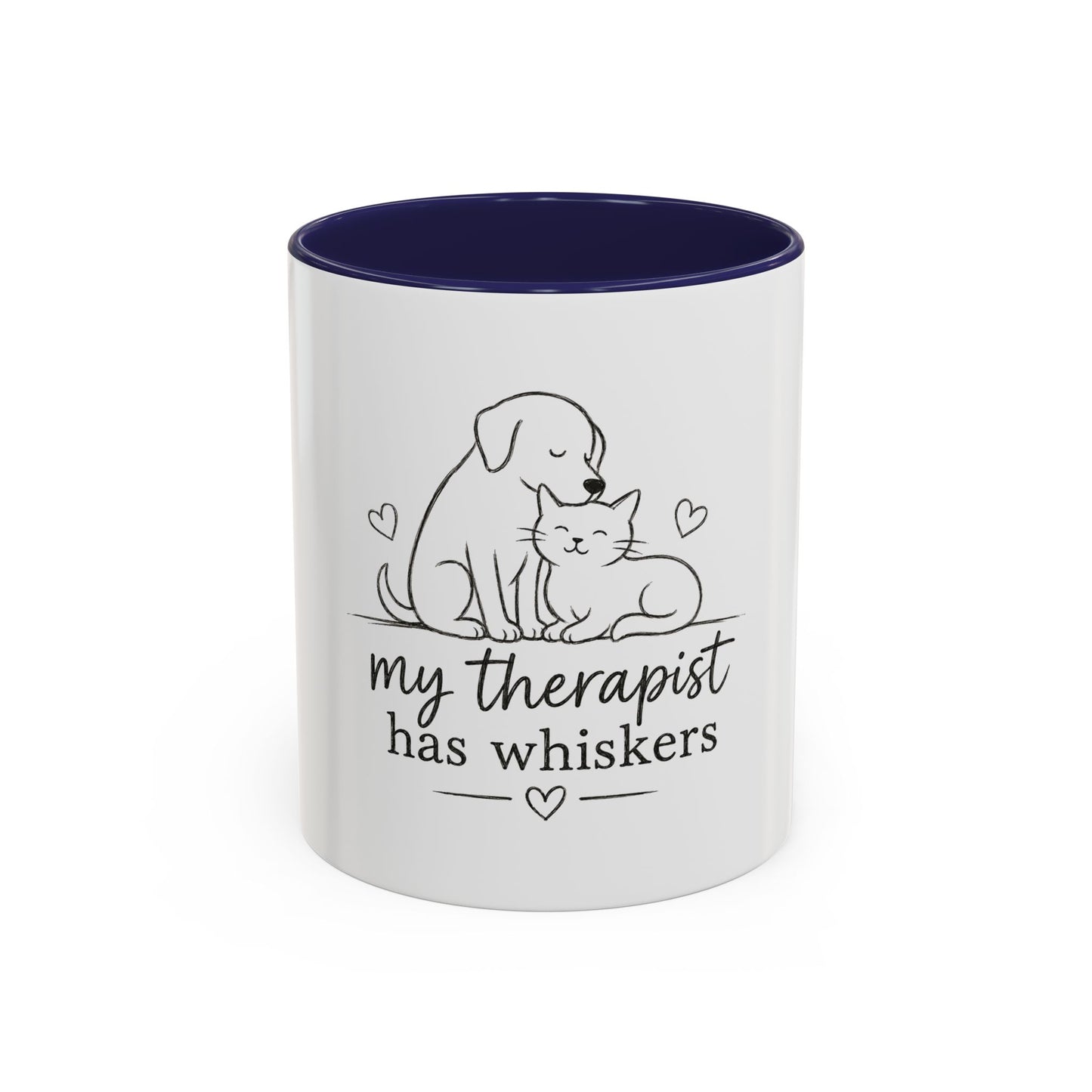 My Therapist Has Whiskers Mug | Cat and Dog Illustration Coffee Mug