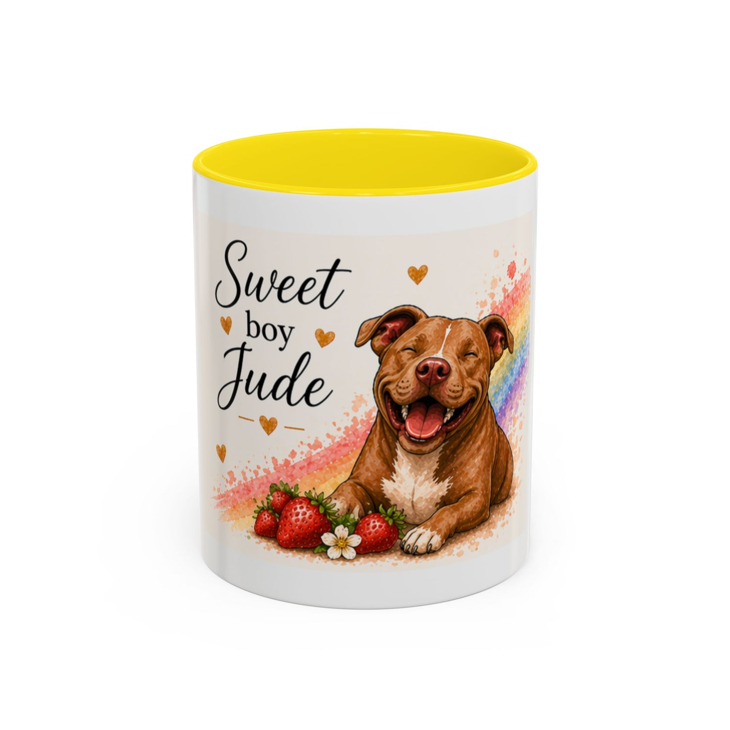 Sweet Boy Jude Accent Coffee Mug | Paw print, rainbow