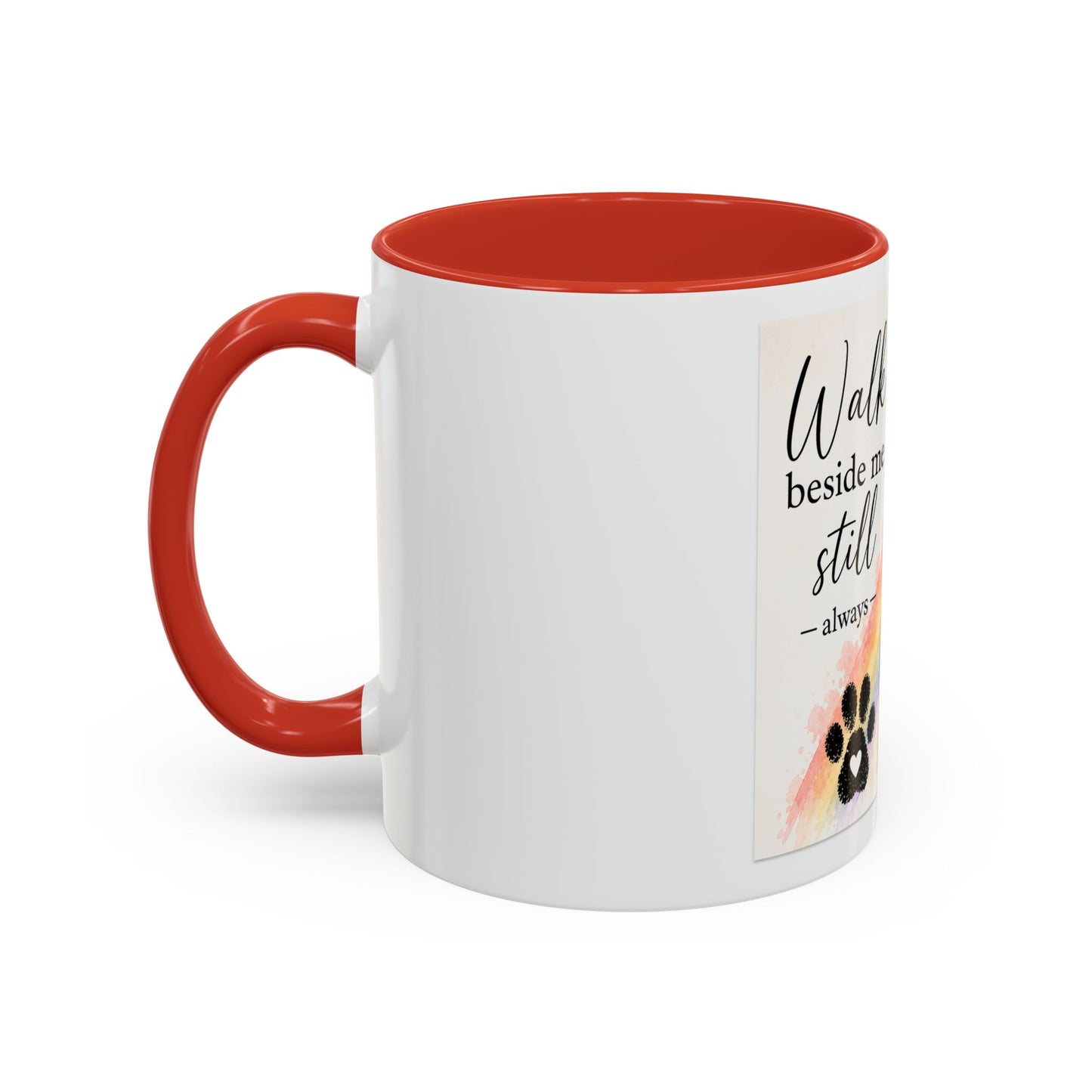 Jude - Walk Beside Me Accent Coffee Mug | Paw print, rainbow