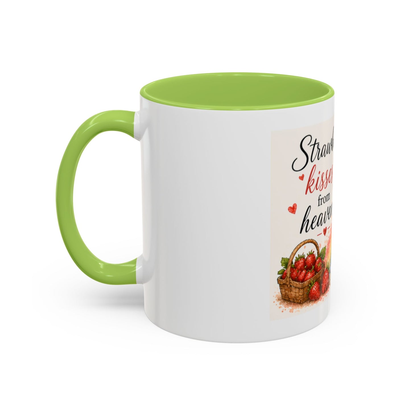Strawberry Kisses From Heaven Accent Coffee Mug | Paw print, rainbow