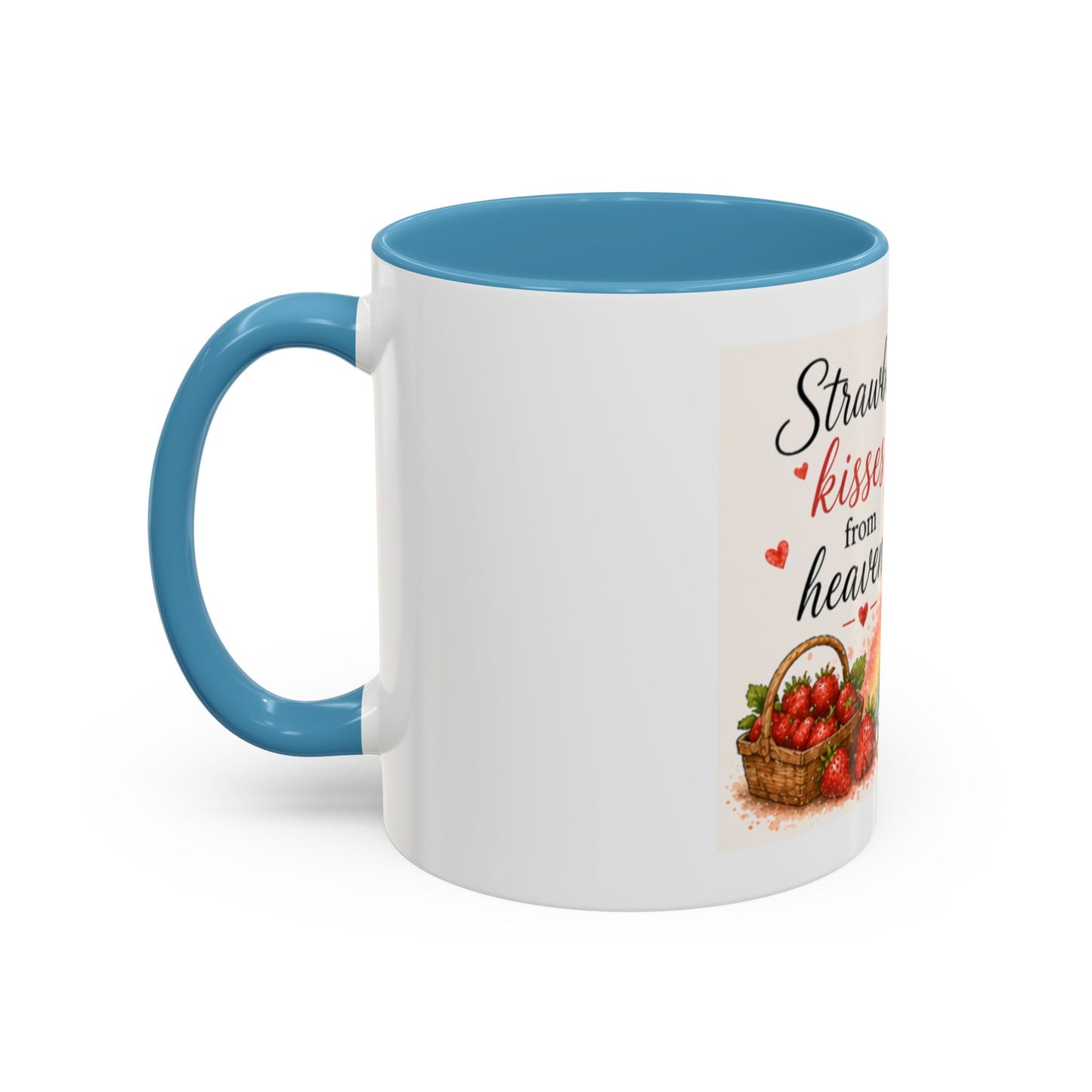 Strawberry Kisses From Heaven Accent Coffee Mug | Paw print, rainbow