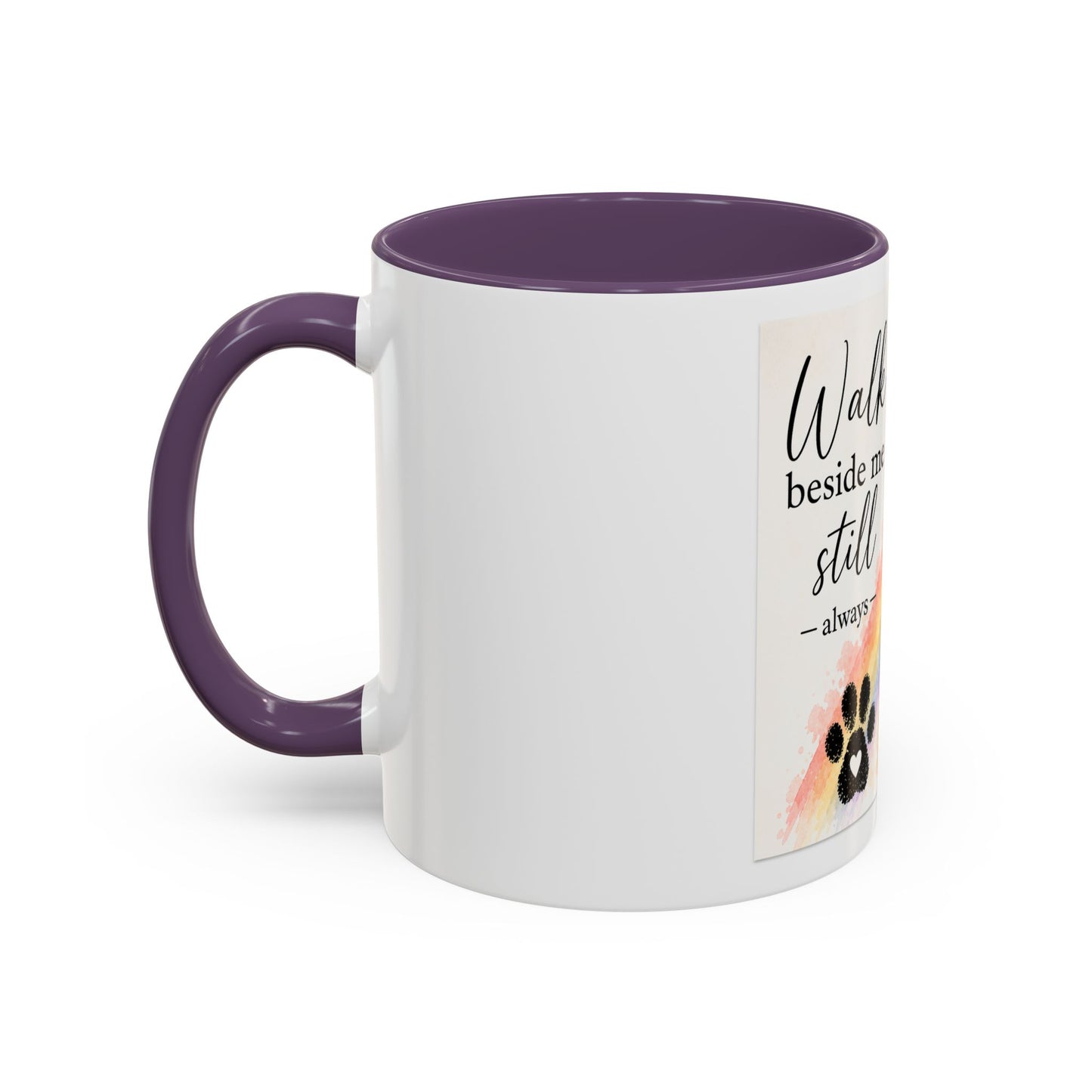 Jude - Walk Beside Me Accent Coffee Mug | Paw print, rainbow