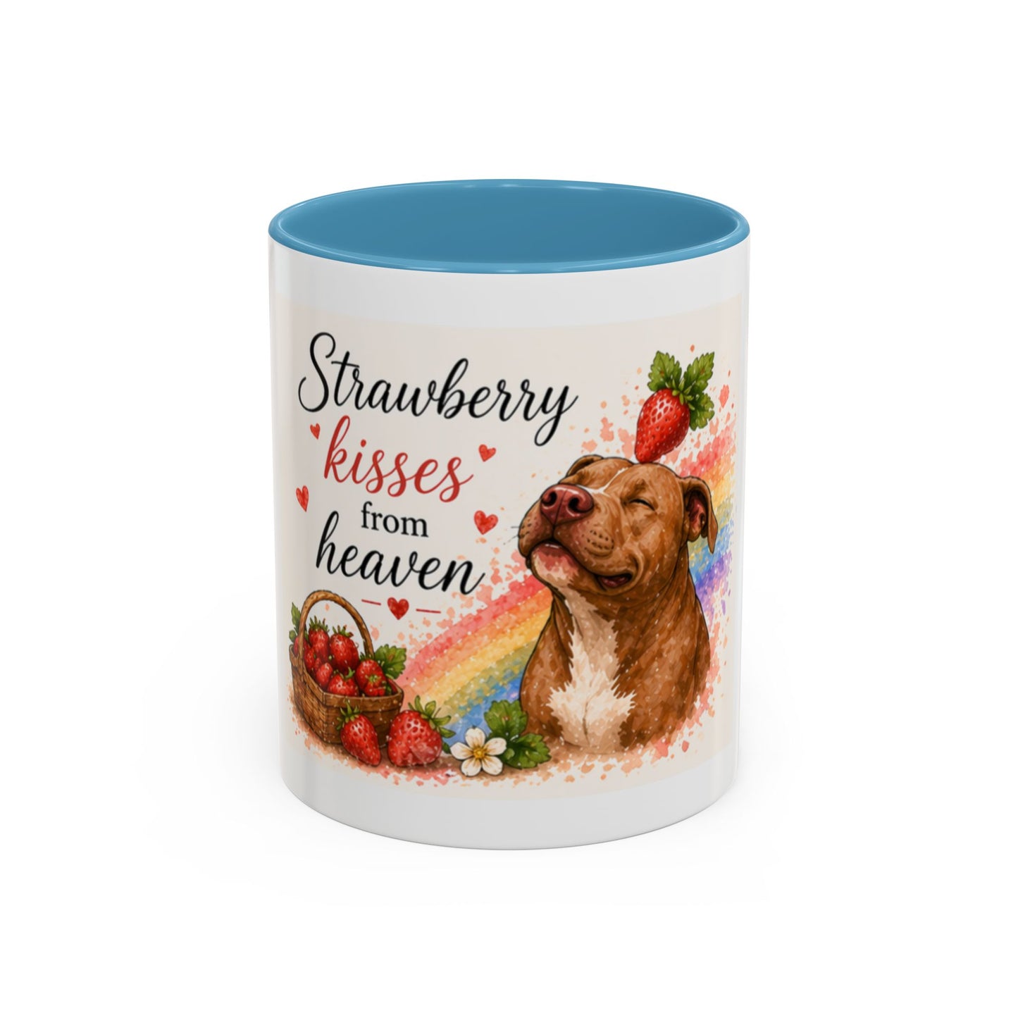 Strawberry Kisses From Heaven Accent Coffee Mug | Paw print, rainbow