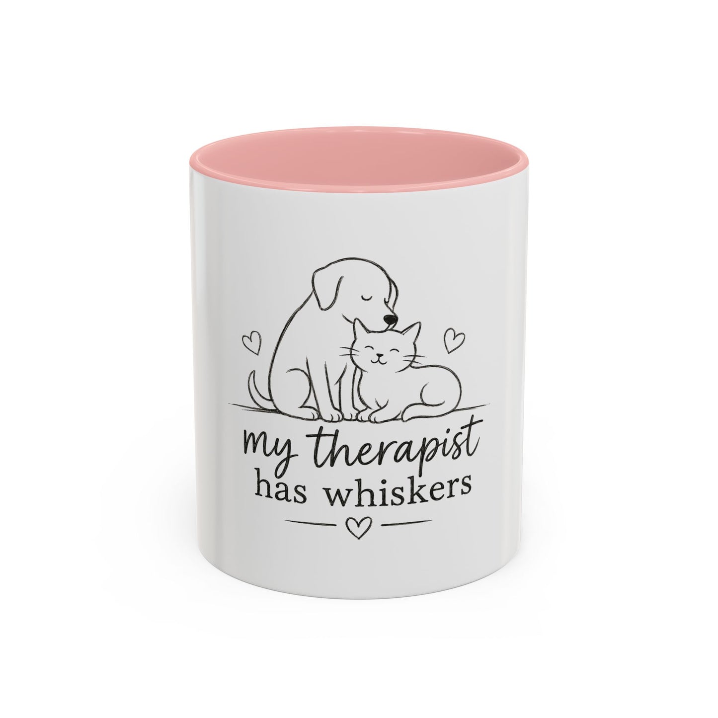 My Therapist Has Whiskers Mug | Cat and Dog Illustration Coffee Mug