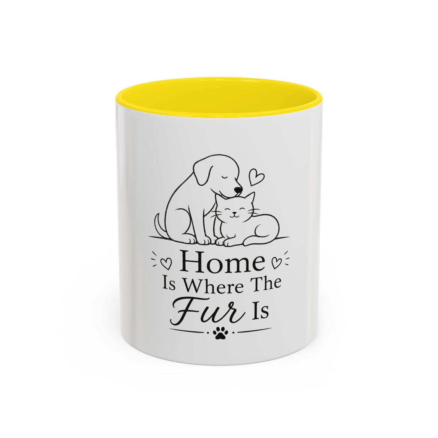 Home Is Where The Fur Is Mug | Cat and Dog Illustration Coffee Mug