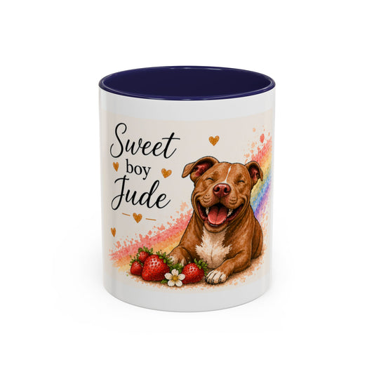 Sweet Boy Jude Accent Coffee Mug | Paw print, rainbow