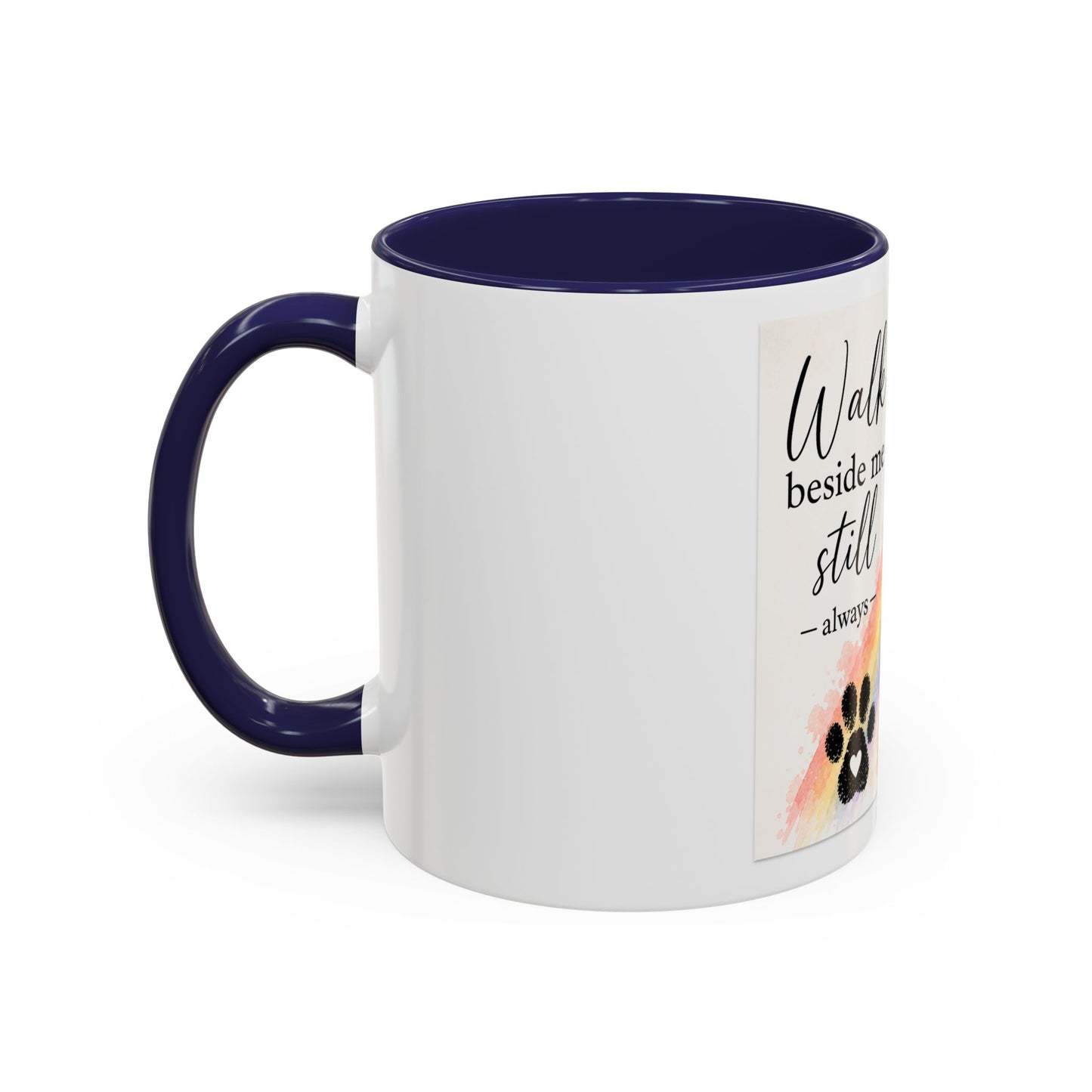 Jude - Walk Beside Me Accent Coffee Mug | Paw print, rainbow
