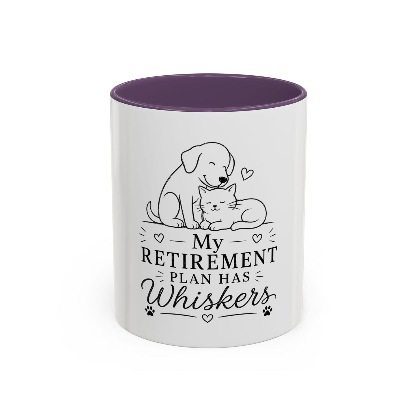 My Retirement Plan Has Whiskers Mug | Cat and Dog Illustration Coffee Mug