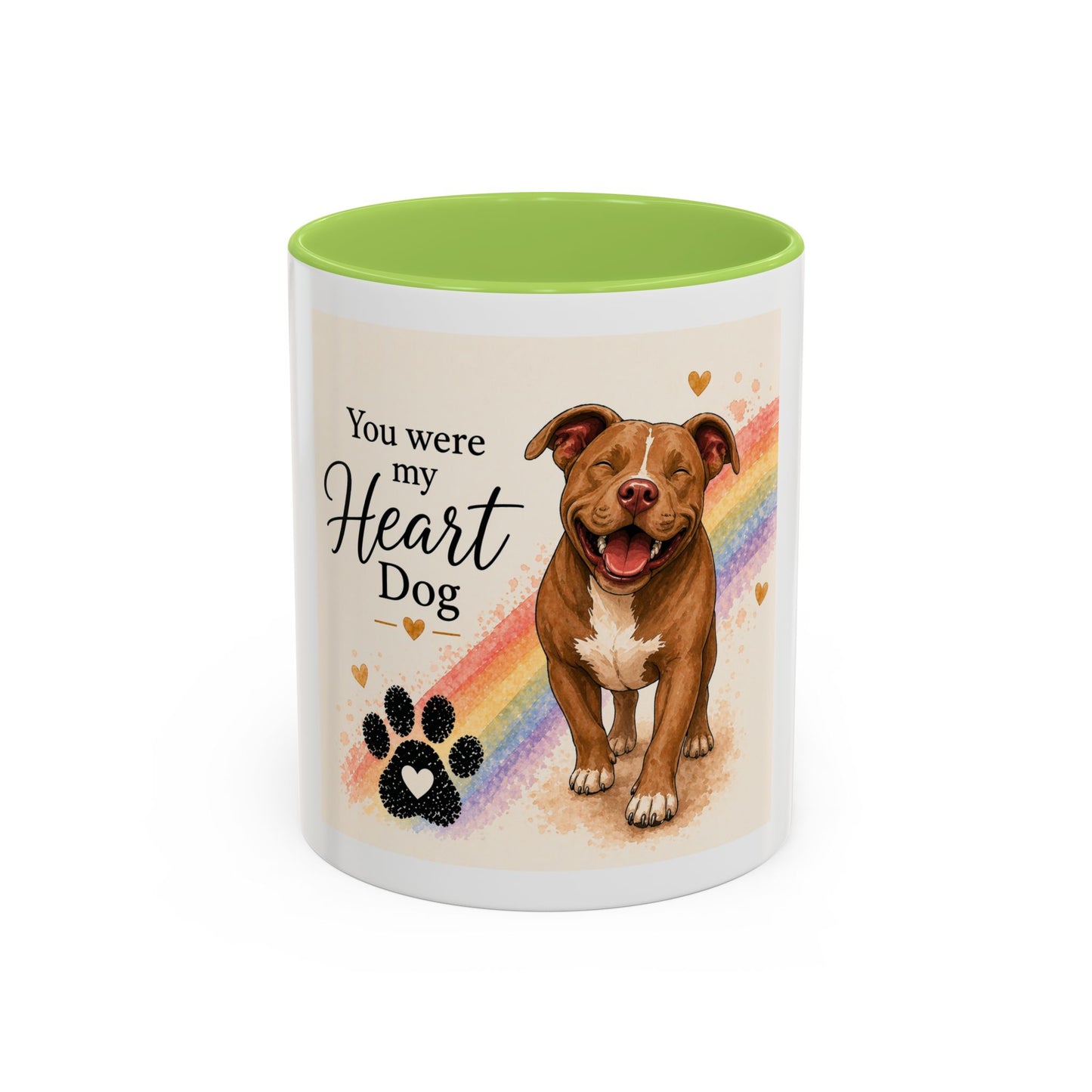 You Were My Heart Dog Accent Coffee Mug | Paw print, rainbow