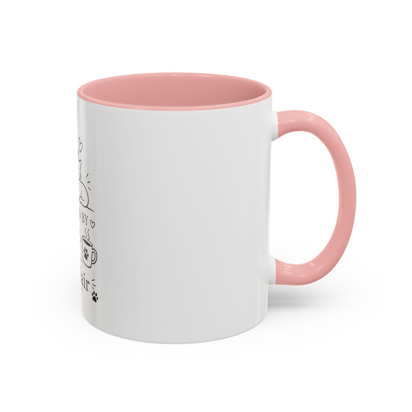 Powered By Coffee & Cat Hair Mug | Cat and Dog Illustration Coffee Mug
