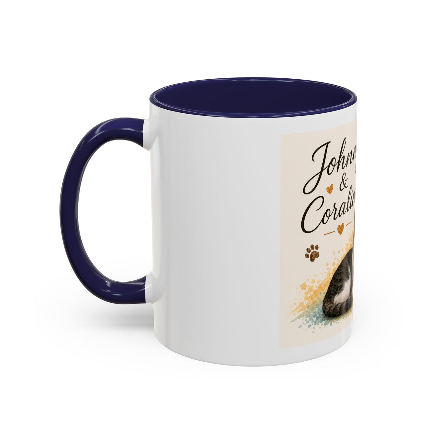 Johnny & Coraline Accent Coffee Mug | Paw print, rainbow
