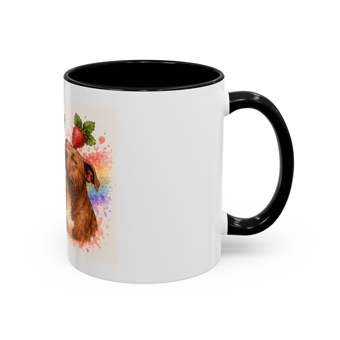 Strawberry Kisses From Heaven Accent Coffee Mug | Paw print, rainbow