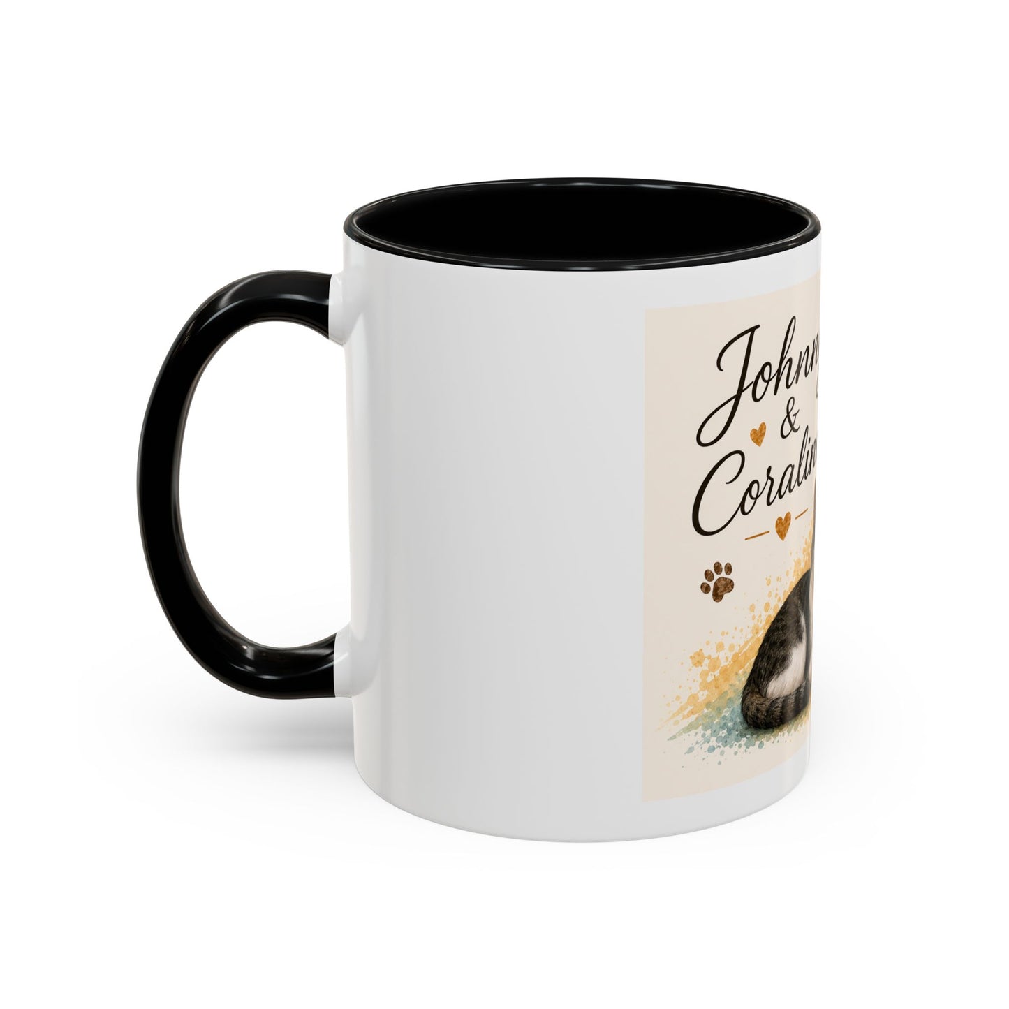 Johnny & Coraline Accent Coffee Mug | Paw print, rainbow