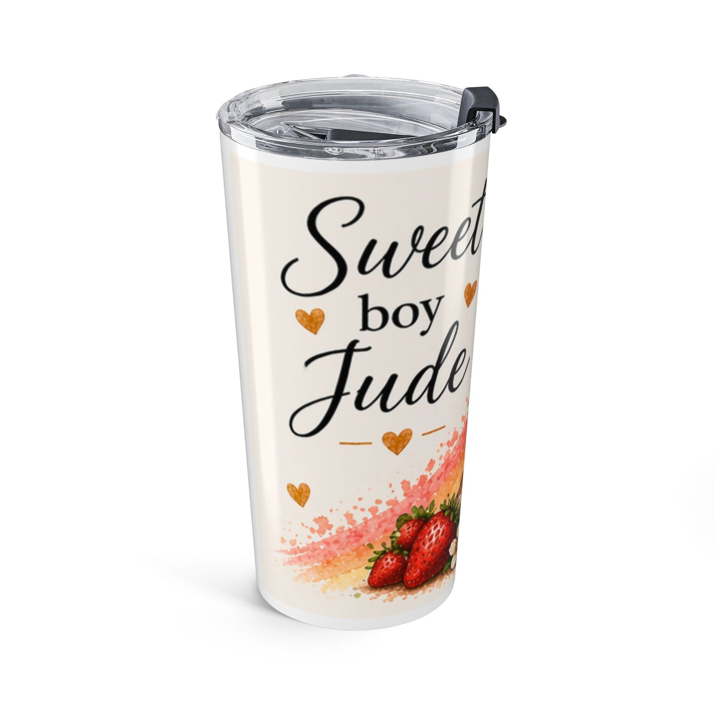 20oz Dog Tumbler - "Sweet Boy Inside" Cute Jude Strawberry Travel Cup