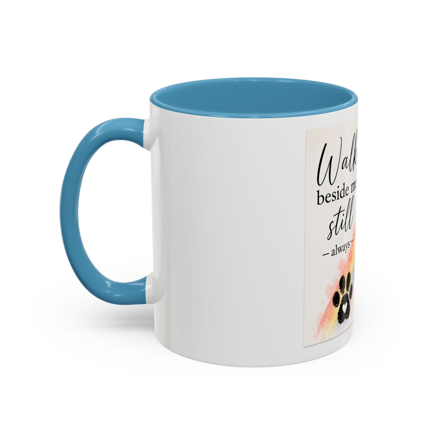 Jude - Walk Beside Me Accent Coffee Mug | Paw print, rainbow