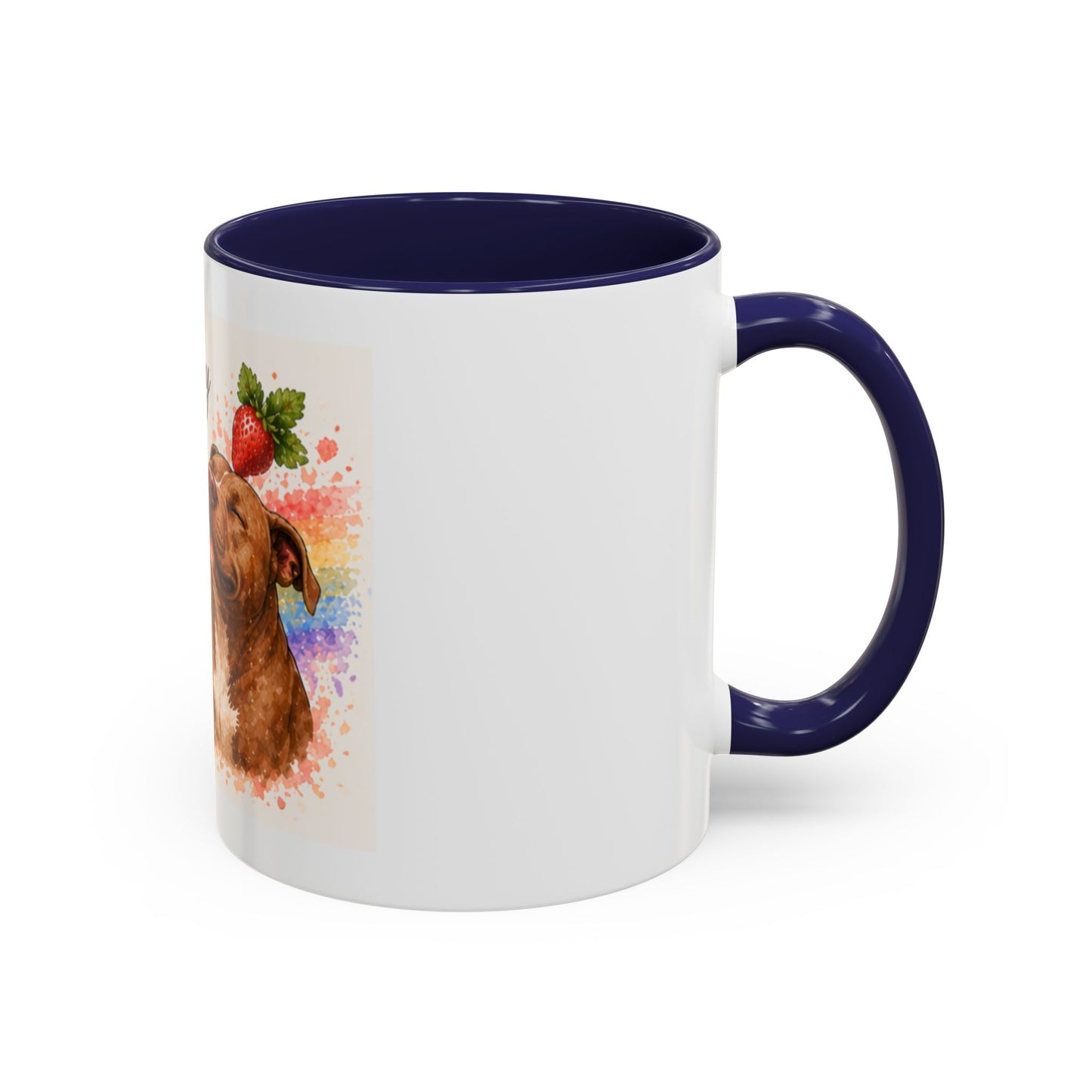 Strawberry Kisses From Heaven Accent Coffee Mug | Paw print, rainbow