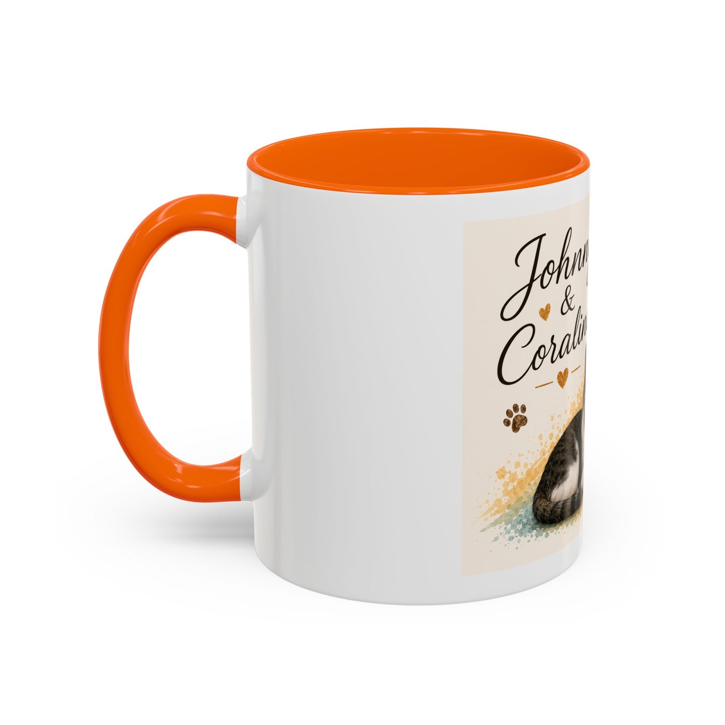 Johnny & Coraline Accent Coffee Mug | Paw print, rainbow
