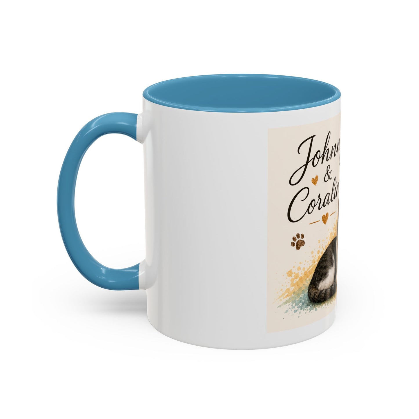 Johnny & Coraline Accent Coffee Mug | Paw print, rainbow