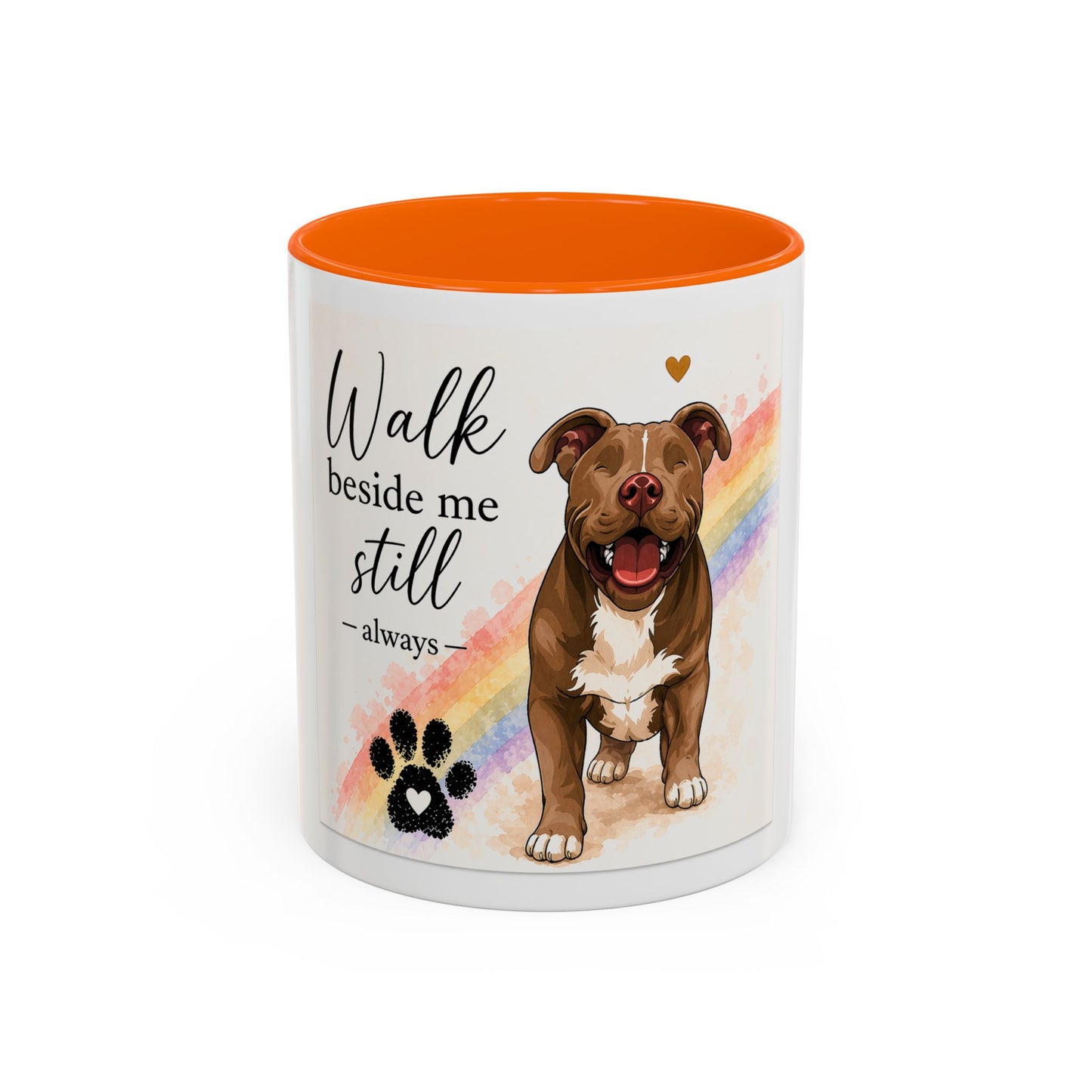 Jude - Walk Beside Me Accent Coffee Mug | Paw print, rainbow