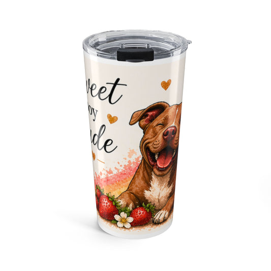 20oz Dog Tumbler - "Sweet Boy Inside" Cute Jude Strawberry Travel Cup