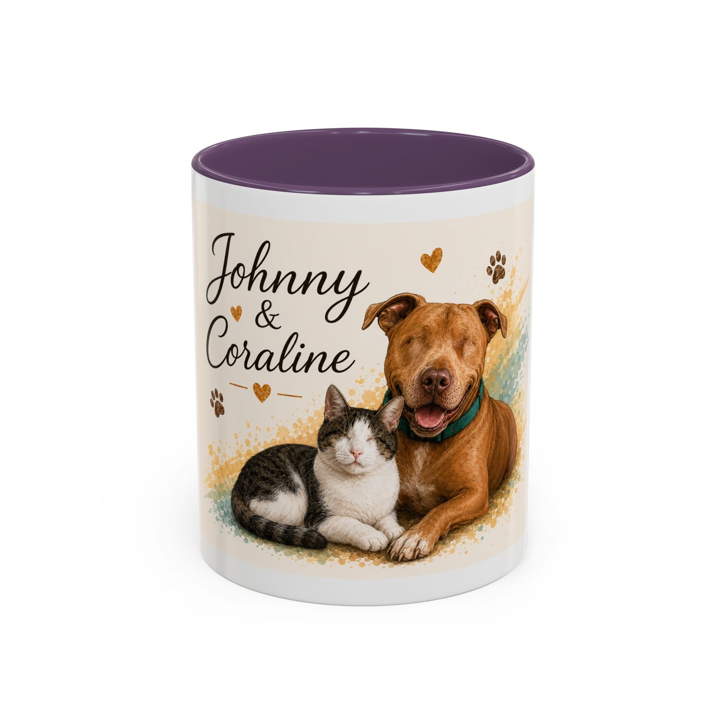 Johnny & Coraline Accent Coffee Mug | Paw print, rainbow